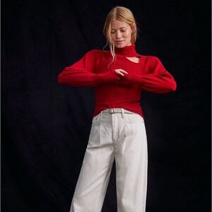 Anthropologie Red Cutout Sweater